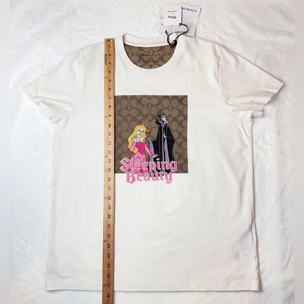 NWT Disney X Coach Signature Sleeping Beauty T‎ Shirt off white size L - Picture 6 of 10